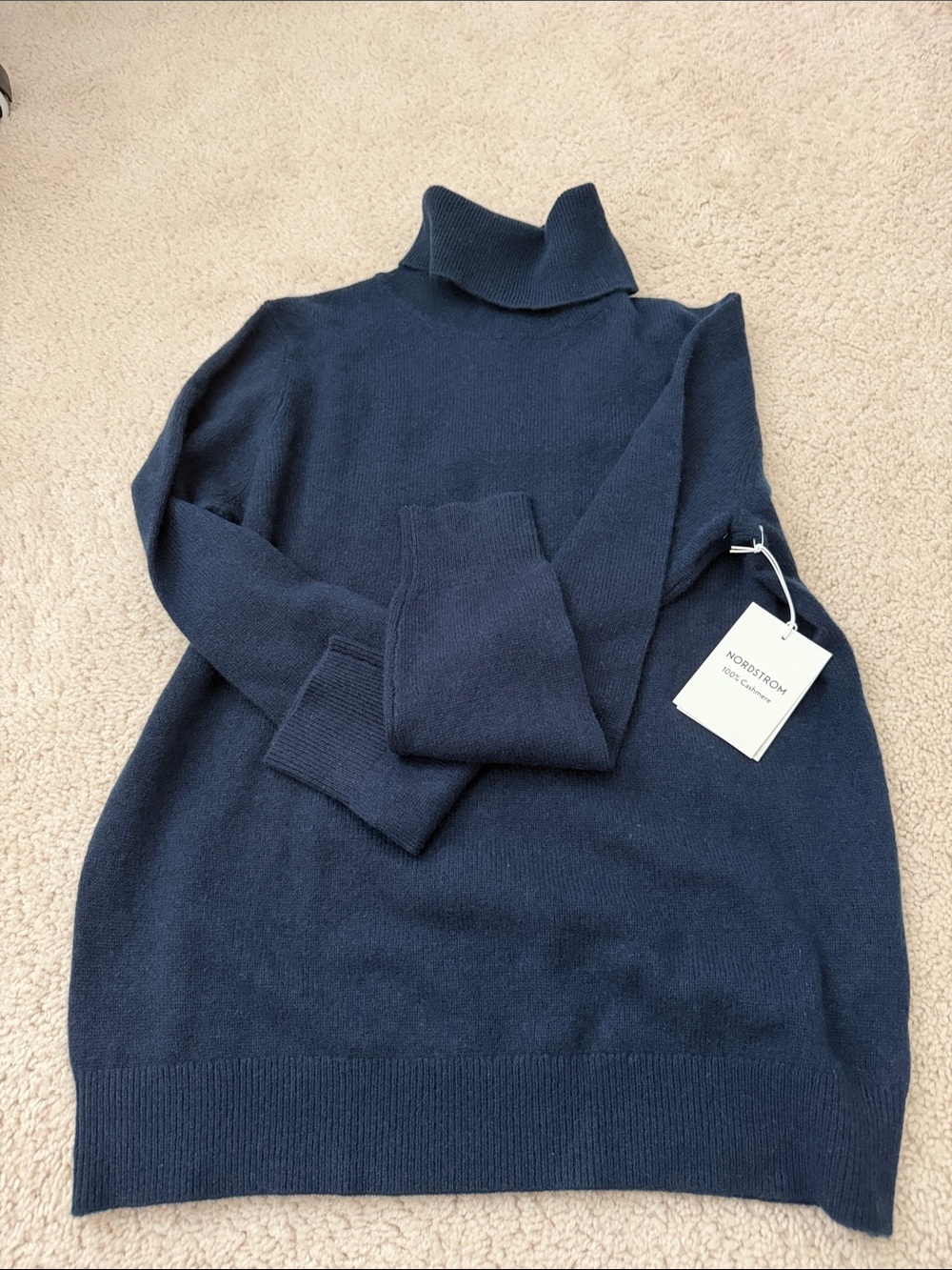 Nordstrom Navy Cashmere Turtleneck Sweater